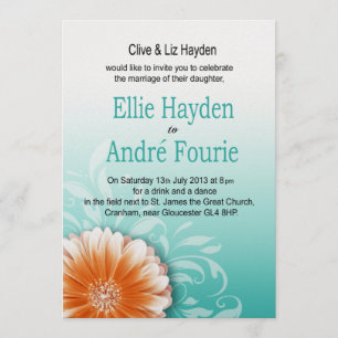 Gerbera Tusenfryd Orange Aqua Endast Kväll Inbjudningar