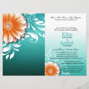 Gerbera Tusenskönor Orange Aqua Fodral Inbjudningar