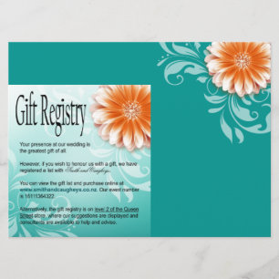 Gerbera Tusenskönor Orange Aqua Gåstlista Inbjudningar