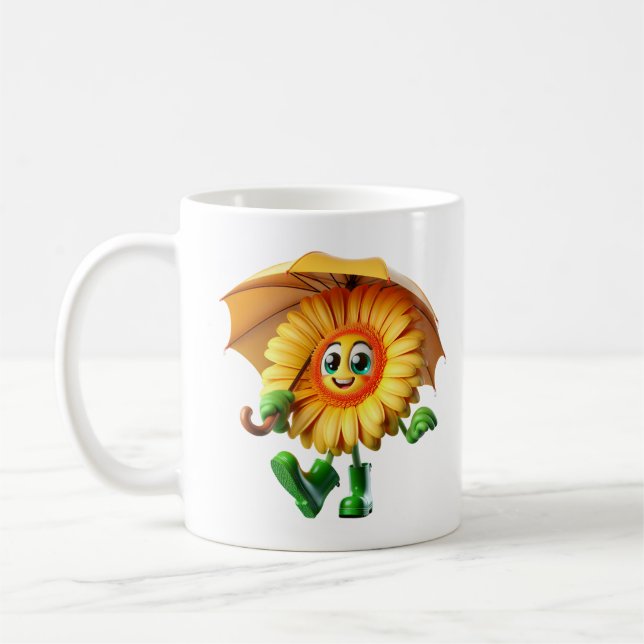 Gerbera under paraplyer kaffemugg (Vänster)