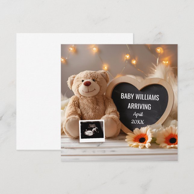Gerberas Baby annoncement Social Media Inbjudningar (Fram/baksida)