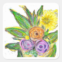 Gerberas Daisy Fyrkantigt Klistermärke