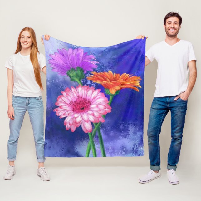 Gerberas Fleece Blanket Bevackra Färg Flowers (På plats)