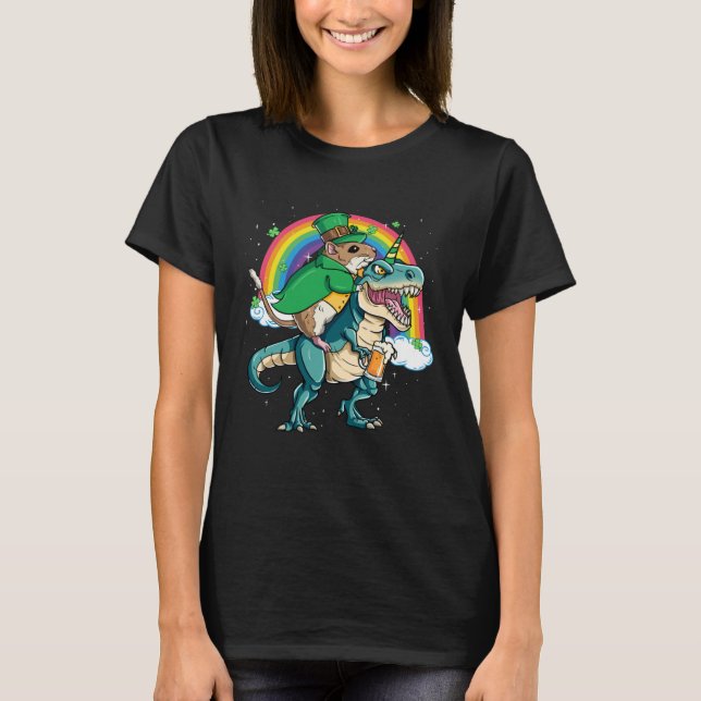 Gerbil Beer Dino Rex Horn Rainbow T Shirt (Framsida)
