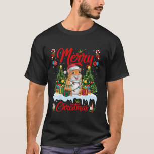 Gerbil Julafton Träd Lighting Santa Hat Gerbil Chr T Shirt
