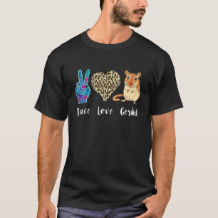 Gerbil Kärlek Peace Leopard Heart Desert Rodent An T Shirt
