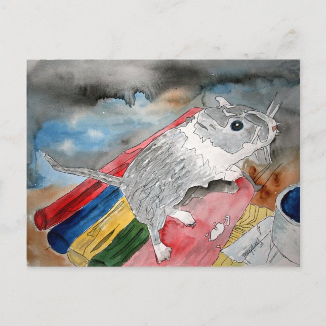 GERBIL PAINTING pet porträtt art-vykort Vykort (Framsida)