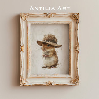 Gerbil Porträtt Painting Mouse Art Hamster Rodent Poster