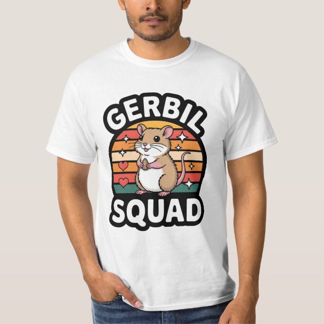Gerbil Squad Cute Retro Gerbil Lover Design T Shirt (Framsida)