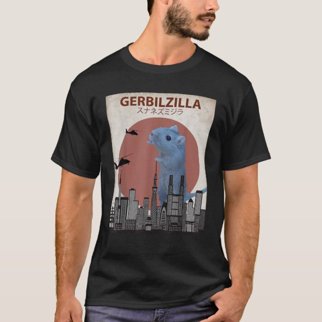 Gerbilzilla Funny Gerbil Gift för Gerbil Älskare T Shirt (Framsida)