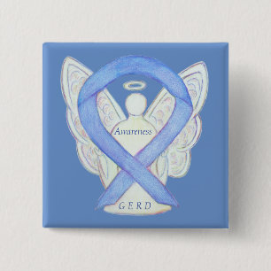 GERD Awareness Periwinkle Ribbon Angel Anpassnings Knapp