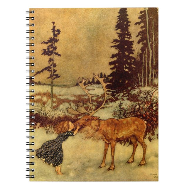 Gerda och Reindeer av Dulac Vintage Anteckningsbok (Framsidan)