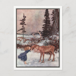 Gerda och Reindeer av Edmund Dulac Vykort