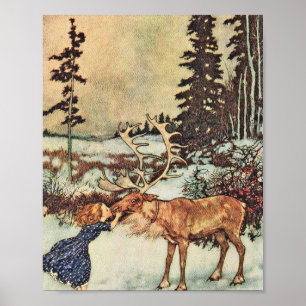 Gerda och Rener - Edmund Dulac Poster