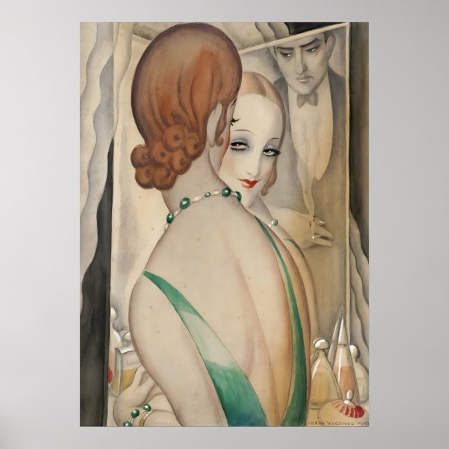 Gerda Wegener - Vid Spegel, Art Déco Poster (Framsidan)
