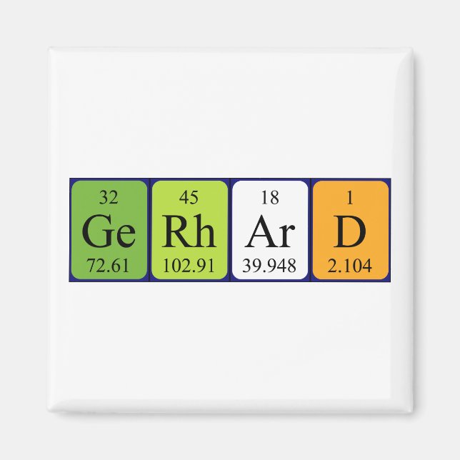 Gerhard periodisk bord namn magnet (Framsidan)