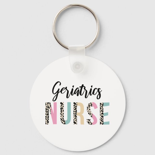 Geriatrics Nurse Cute Leopard Design - Lustigt gif Nyckelring (Framsida)