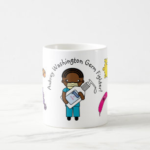 Germ Fighter Cute African American Personlig Kaffemugg