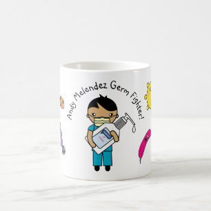 Germ Fighter Cute Kort Black Hair Personlig Kaffemugg