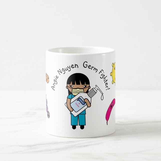 Germ Fighter Cute Long Black Hair Personlig Kaffemugg (Center)