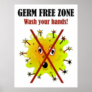Germ Free Zon. Tvätta händer! Poster