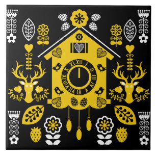 German Bauernmalerei Folk Art Kakelplatta