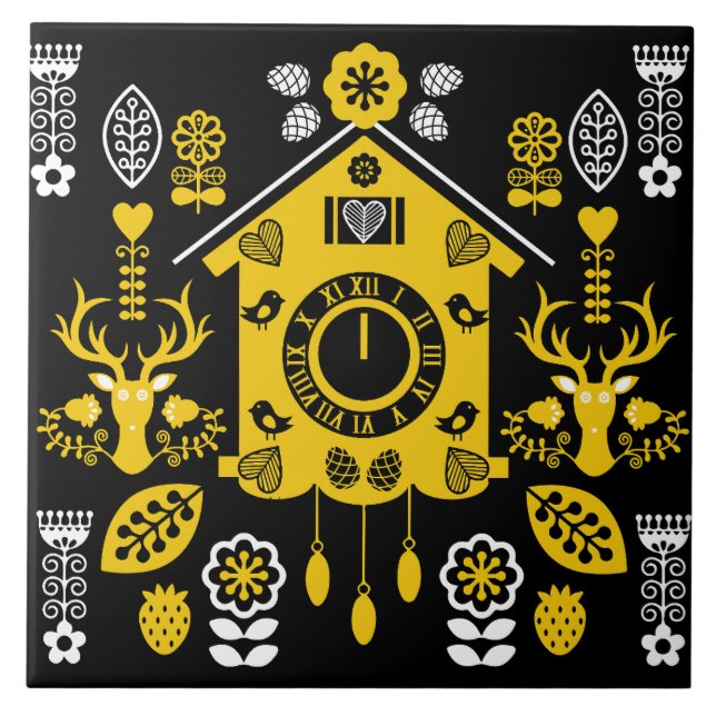 German Bauernmalerei Folk Art Kakelplatta (Framsidan)