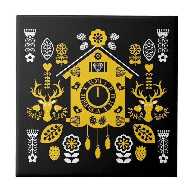 German Bauernmalerei Folk Art Kakelplatta (Framsidan)