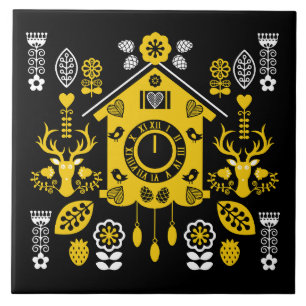 German Bauernmalerei Folk Art Kakelplatta