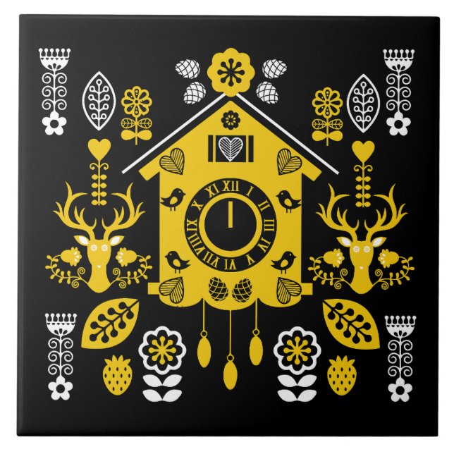 German Bauernmalerei Folk Art Kakelplatta (Framsidan)