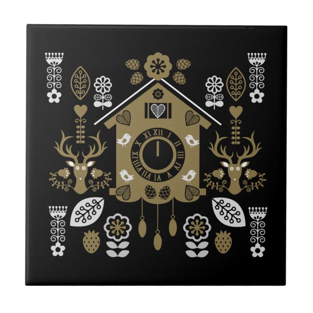 German Bauernmalerei Folk Art Kakelplatta (Framsidan)