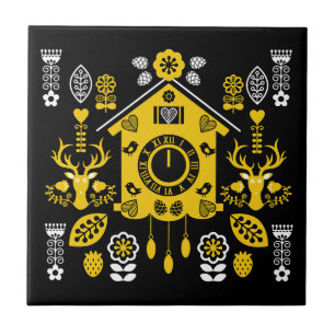 German Bauernmalerei Folk Art Kakelplatta