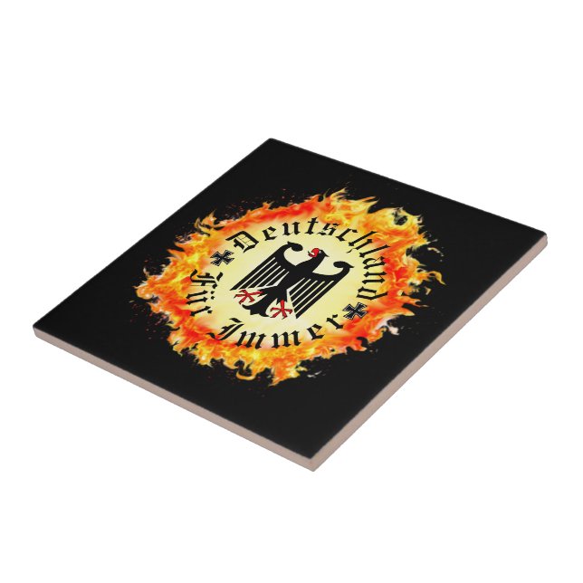 German/Deutschland Forever/eagle/iron cross/fire Kakelplatta (Sidan)