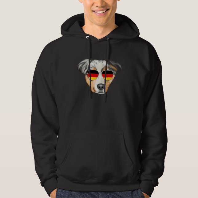 German Flag Australian Shepherd Dog Germany Pocket Hoodie (Framsida)