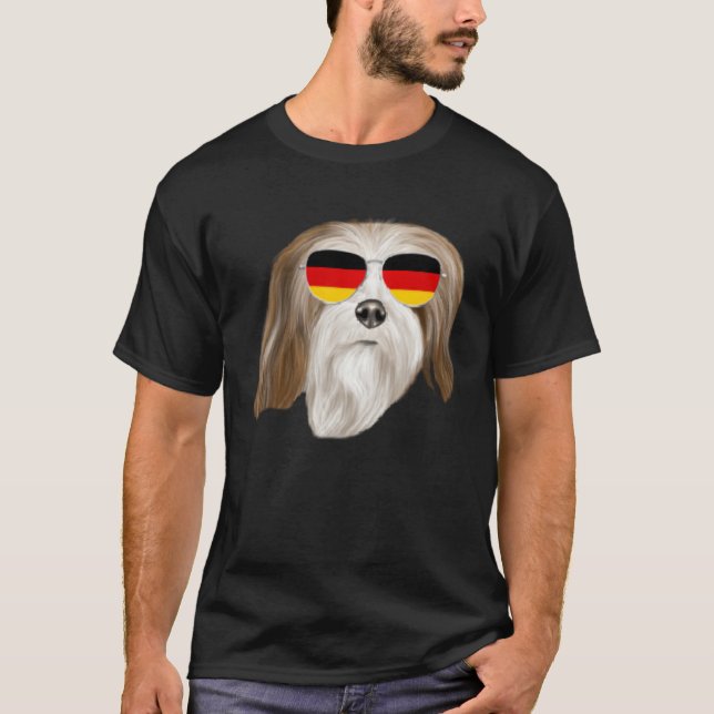 German Flag Lhasa Apsos Dog Germany Pocket T Shirt (Framsida)