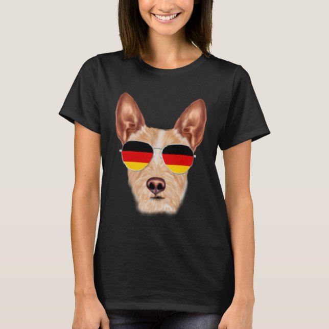German Flag Portuguese Podengo Pequeno Dog Germany T Shirt (Framsida)