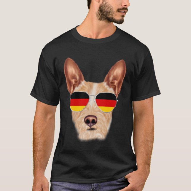 German Flag Portuguese Podengo Pequeno Dog Germany T Shirt (Framsida)