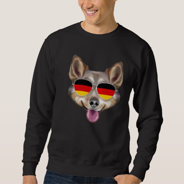 German Flag Swedish Vallhund Dog Germany Pocket Lång Ärmad Tröja (Framsida)