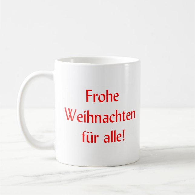 german frohe Weihnachten fur alle Kaffemugg (Vänster)