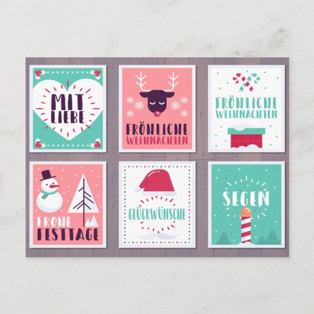 GERMAN FRÖHLICHE WEIHNACHTEN CHRISTMAS CARD PACK HELG VYKORT (Framsida)