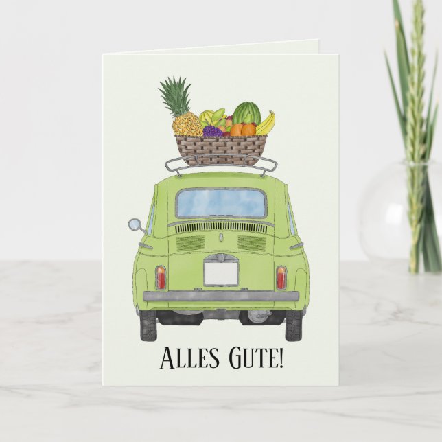 German Get well green Retro Fiat 500 Kort (Framsida)