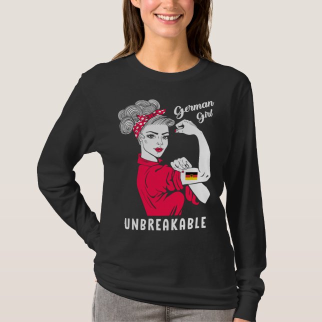 German Girl Unbreakable Strong German Girl Flag T Shirt (Framsida)