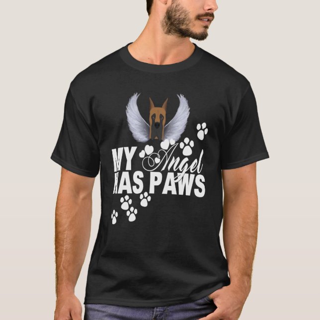 German Great Dane Dog  My Angel Hat Paws Pet T Shirt (Framsida)