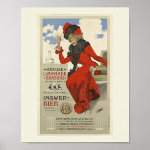 German Lemonade Bon Bons Vintage Style Poster