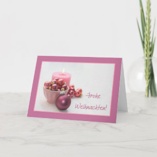 german merry christsmas rosa ornaments helgkort