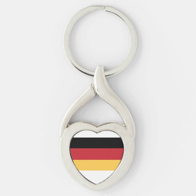 German Oktoberfest Germany Flag Metal Keychain Twisted Heart Silverfärgad Nyckelring (Framsidan)