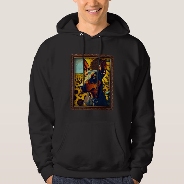 German Pinscher Painting Sunflower Flower Mom Wome Hoodie (Framsida)