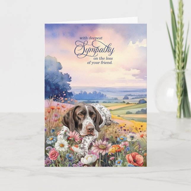 German Pointer Field of Wildflowers Pet Sympathy Kort (Framsida)