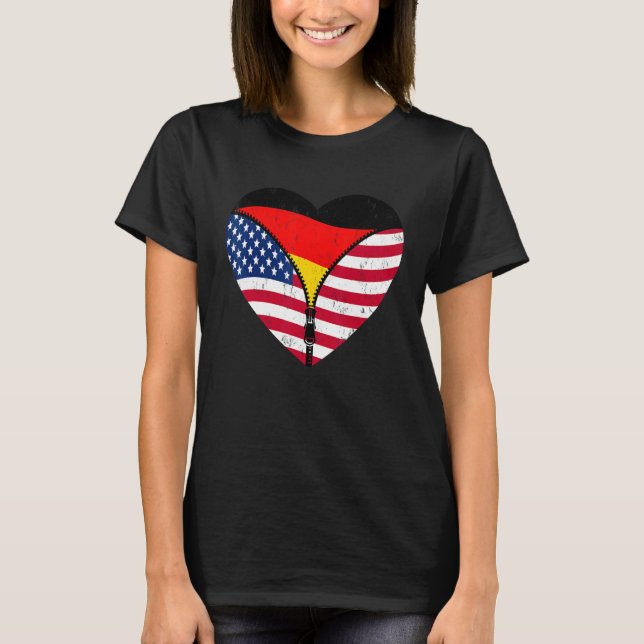 German Roots America Grown For Half Germany Americ T Shirt (Framsida)