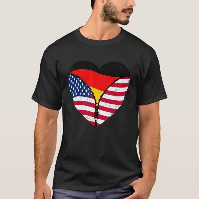 German Roots America Grown For Half Germany Americ T Shirt (Framsida)